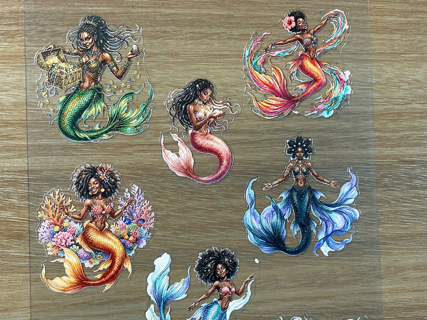 E-71 Coral Sea Mermaids 3D Embossed sticker 1 piece