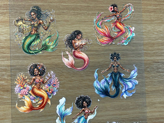 E-71 Coral Sea Mermaids 3D Embossed sticker 1 piece