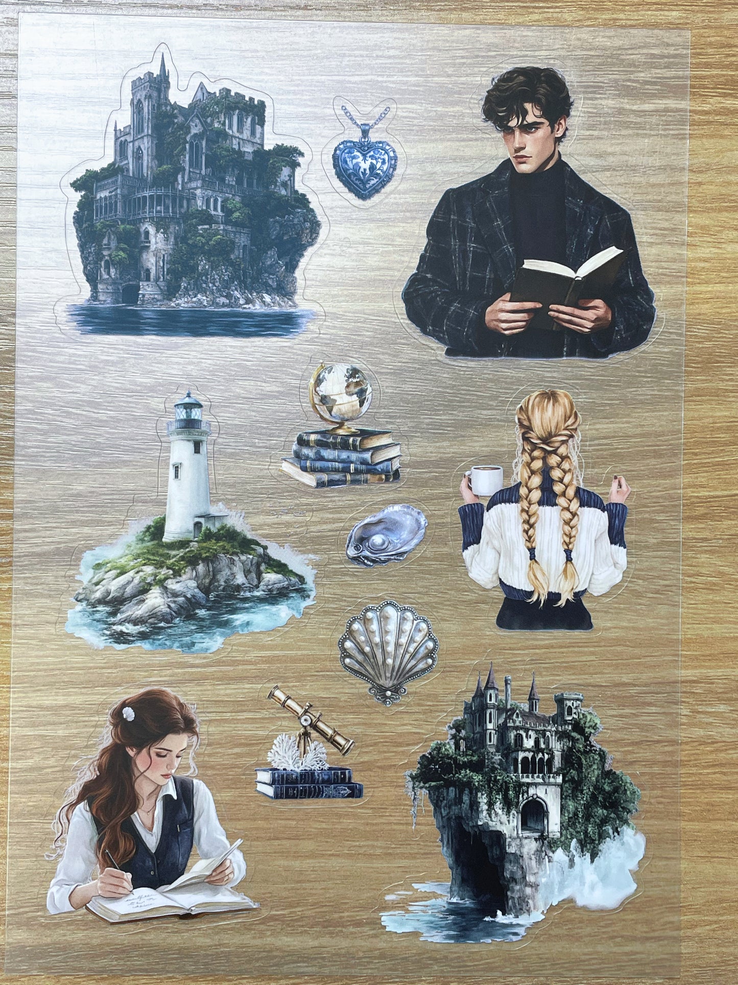 S61 Blue Ocean Girl  sticker pet precut A5 size 4 pieces