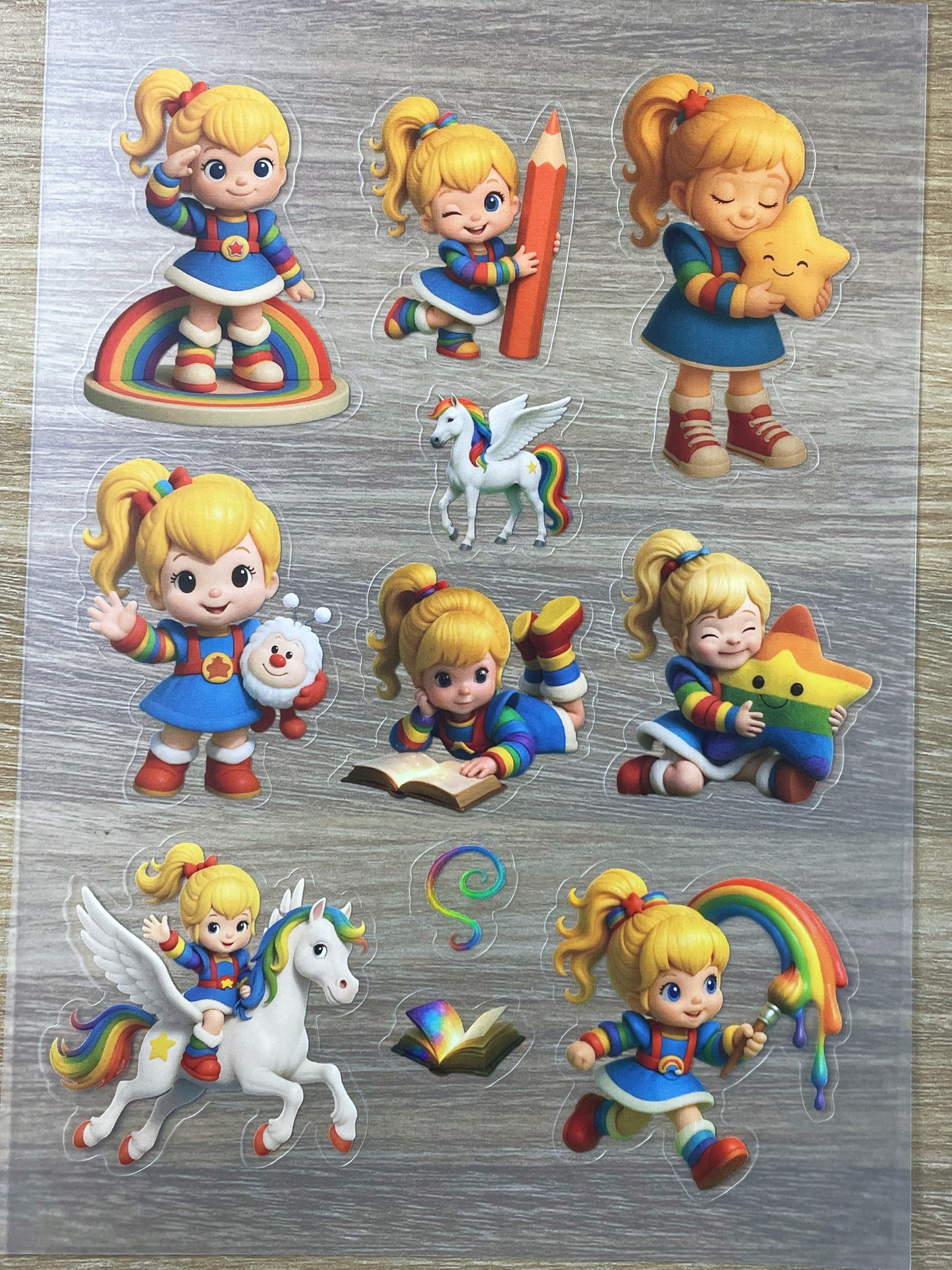 S32 Rainbow Brite  sticker pet precut A5 size 2 pieces