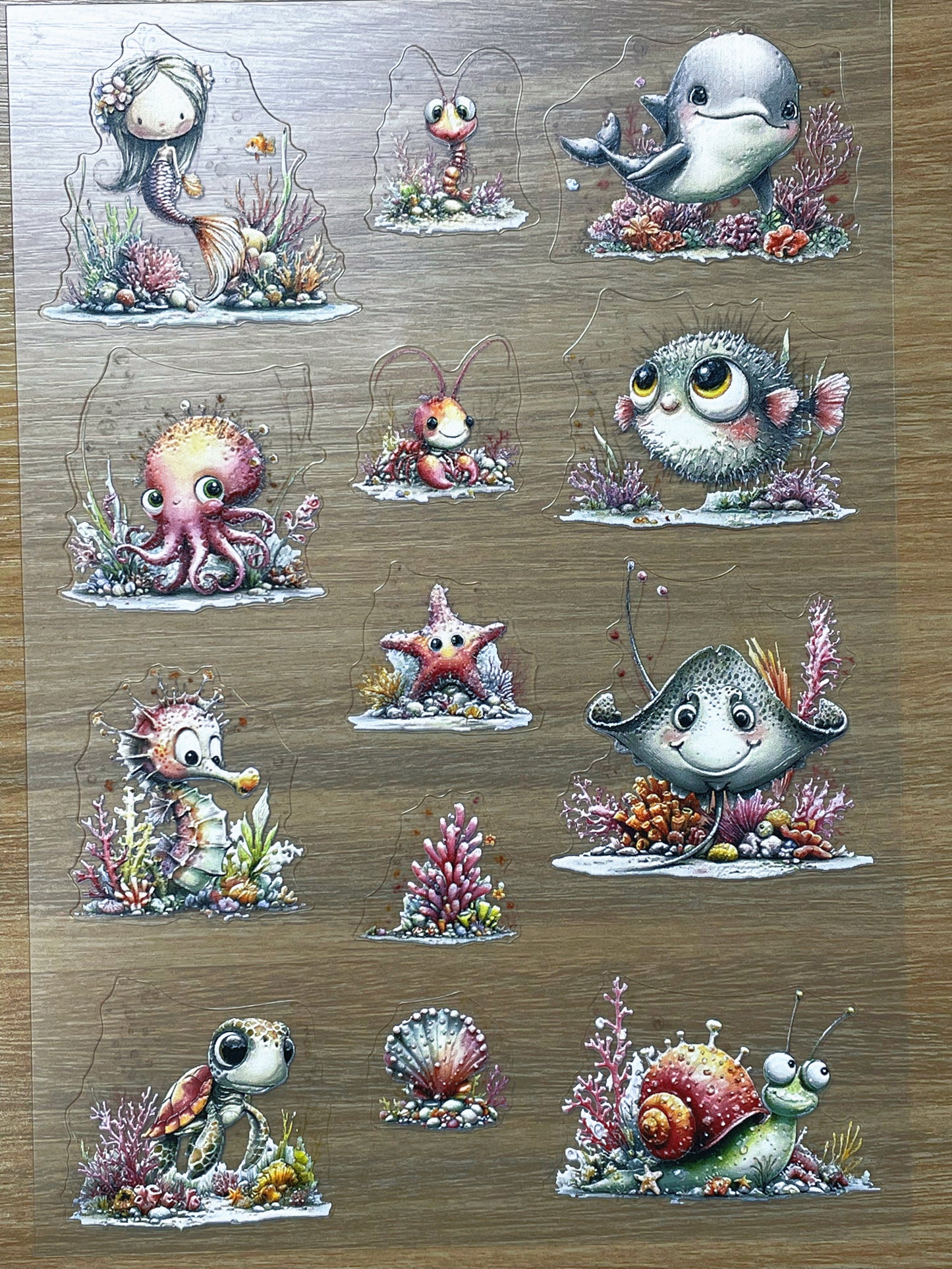 E-150 Cute Ocean Crew  3D Embossed sticker 1 piece