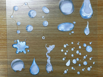 E-108 Clear Dew Drops 3D Embossed sticker 1 piece