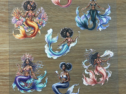 E-71 Coral Sea Mermaids 3D Embossed sticker 1 piece