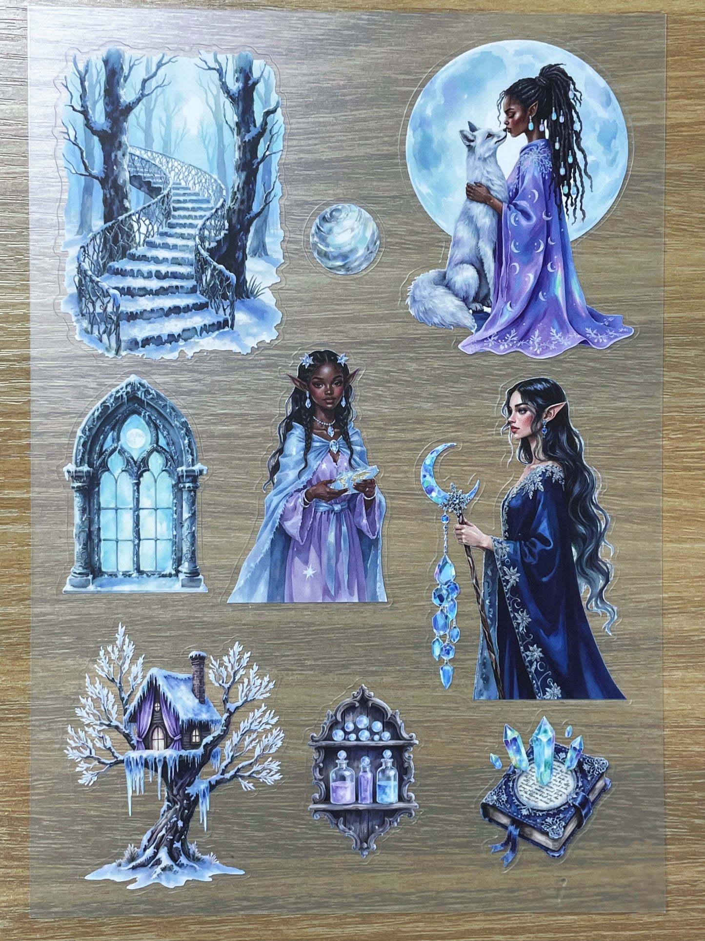 S76 Moon Blue Grimoire sticker pet precut A5 size 6 pieces