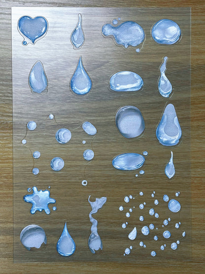 E-108 Clear Dew Drops 3D Embossed sticker 1 piece