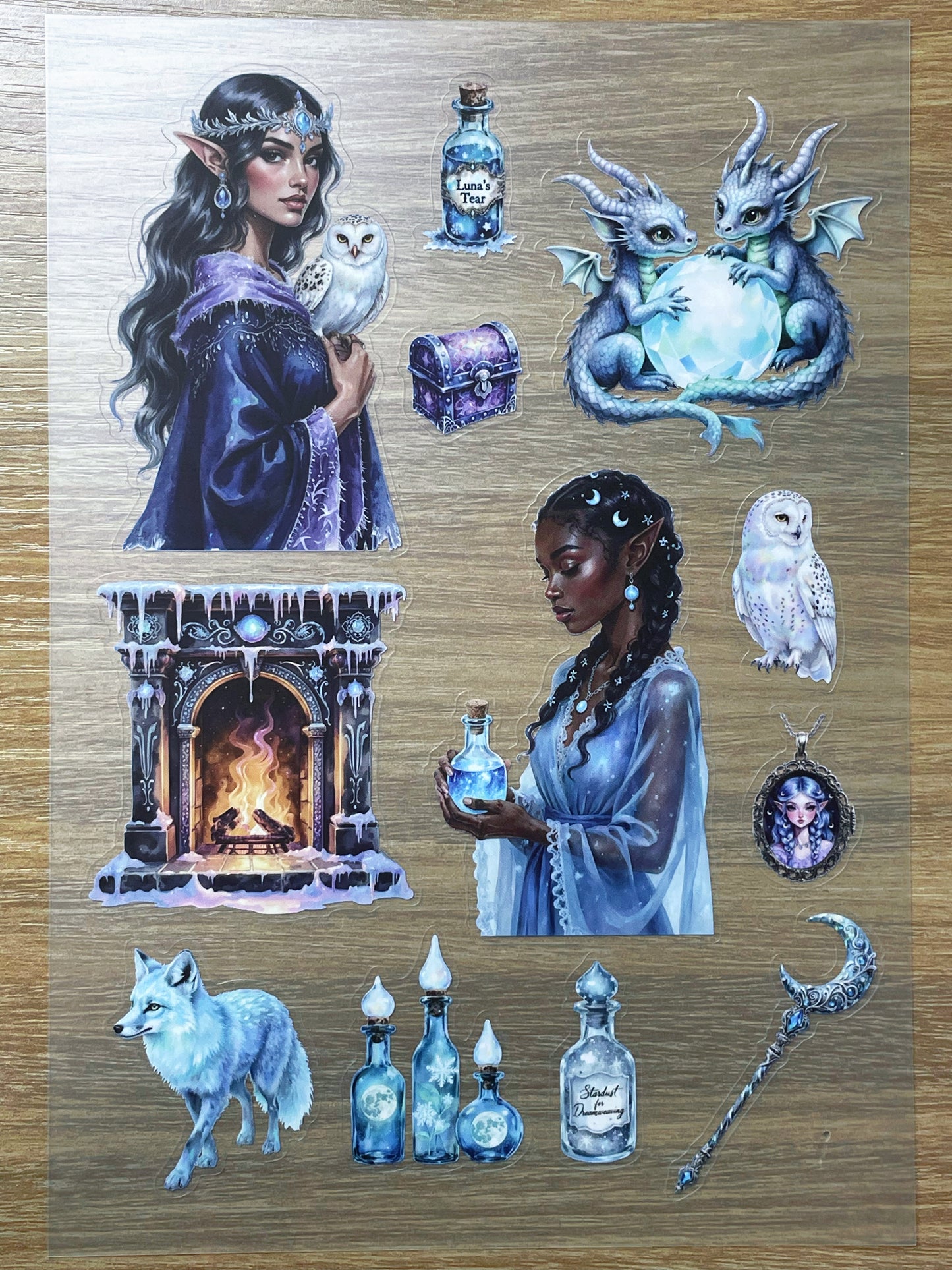 S76 Moon Blue Grimoire sticker pet precut A5 size 6 pieces