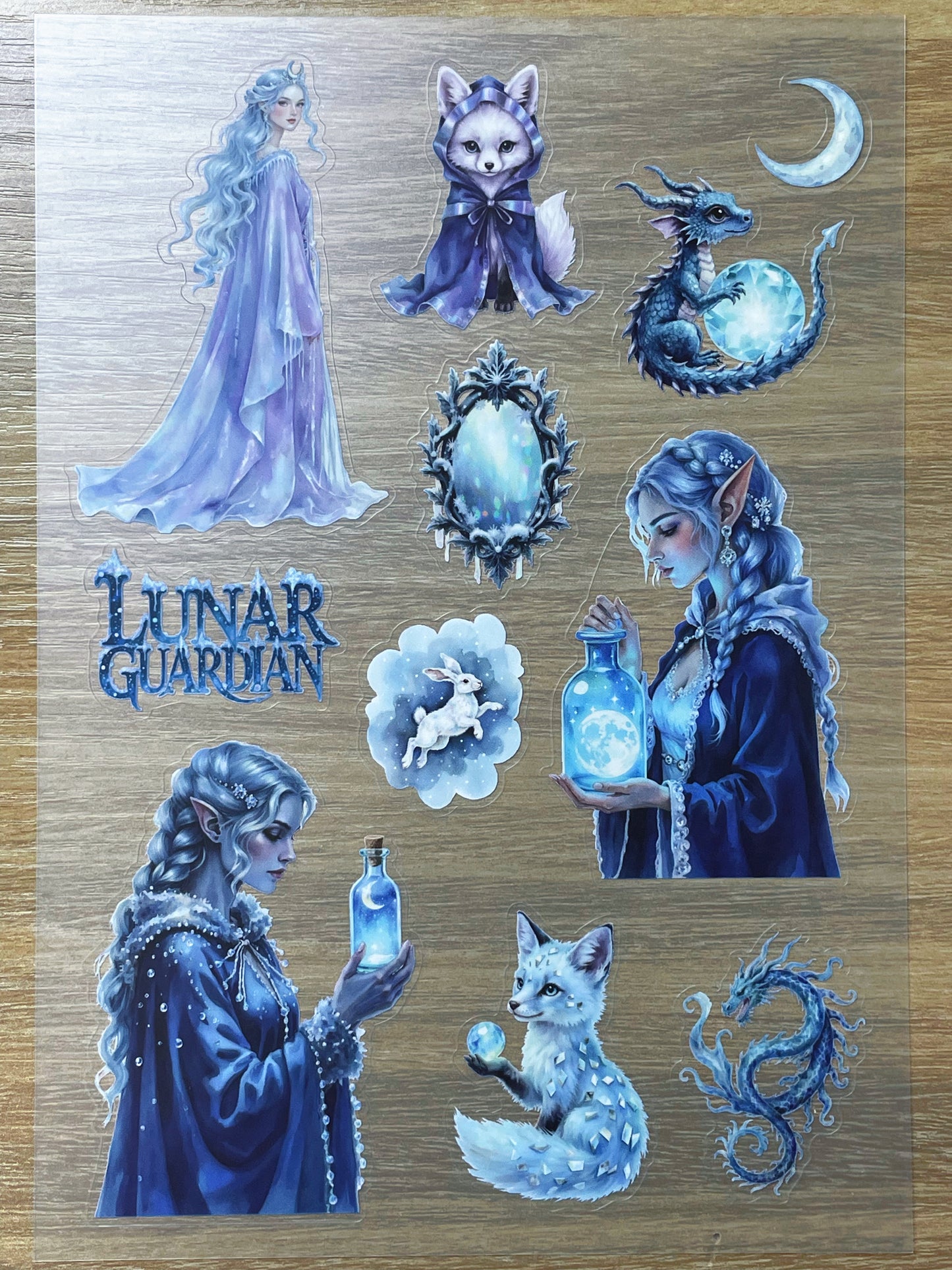 S76 Moon Blue Grimoire sticker pet precut A5 size 6 pieces
