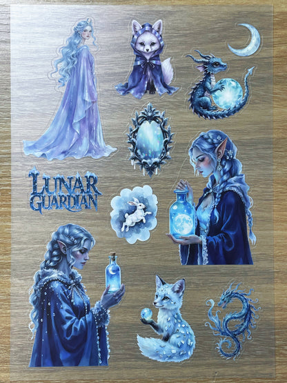S76 Moon Blue Grimoire sticker pet precut A5 size 6 pieces