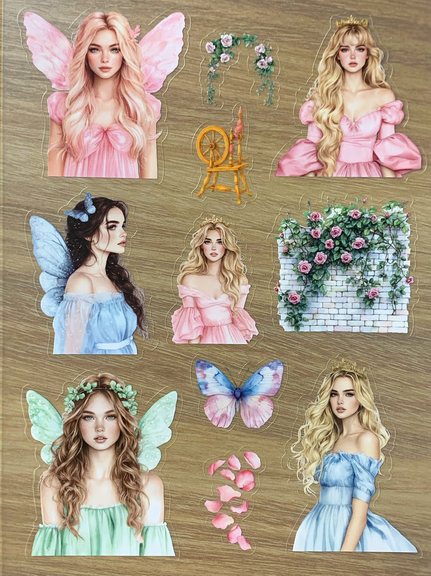 S43 Sleeping Beauty  sticker pet precut A5 size 7 pieces