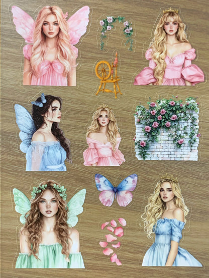 S43 Sleeping Beauty  sticker pet precut A5 size 7 pieces