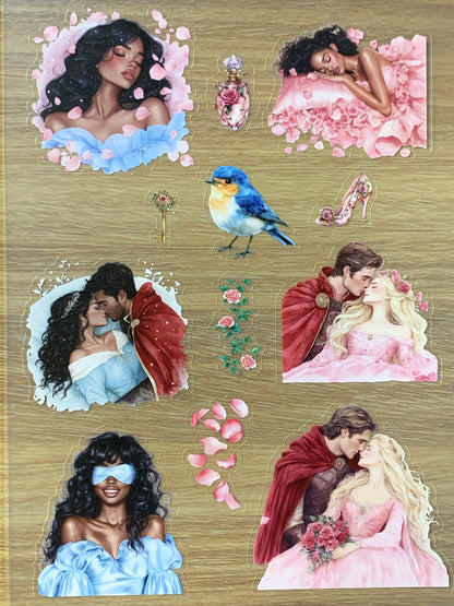 S43 Sleeping Beauty  sticker pet precut A5 size 7 pieces