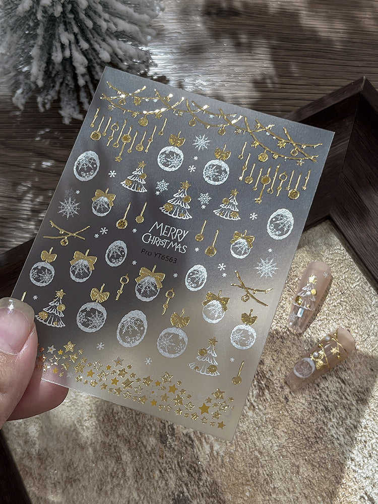 mini-8 Embossed Christmas Snowflake Ball Stickers