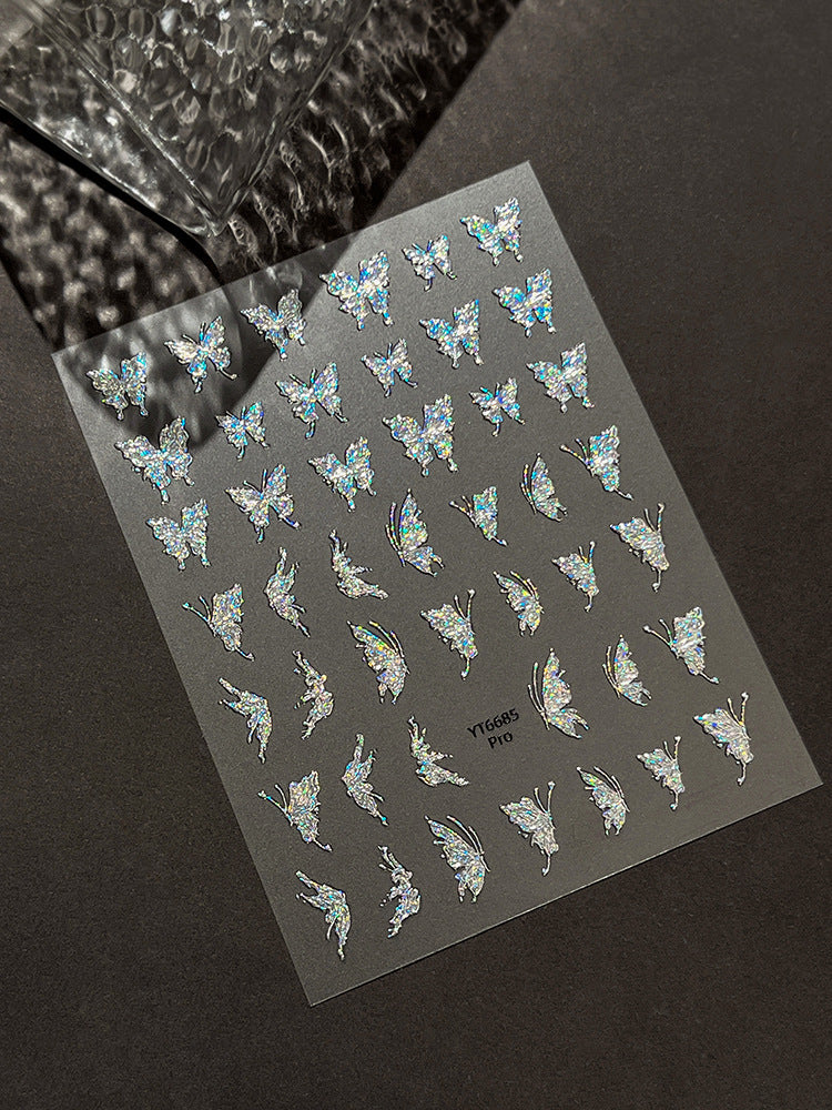 MINI-13 Silver Butterfly Stickers