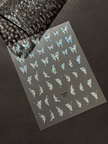 MINI-13 Silver Butterfly Stickers