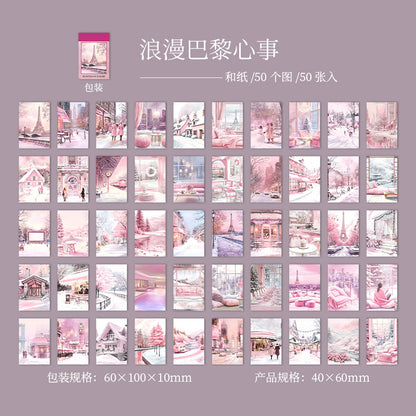 S-18   Sticker Book Winter Light Collection 50Winter Scenery Theme Material 4Style