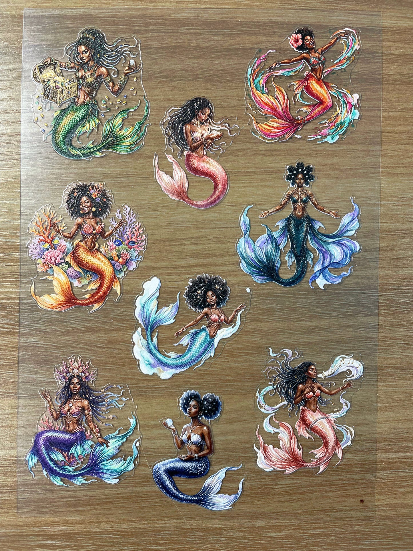 E-71 Coral Sea Mermaids 3D Embossed sticker 1 piece