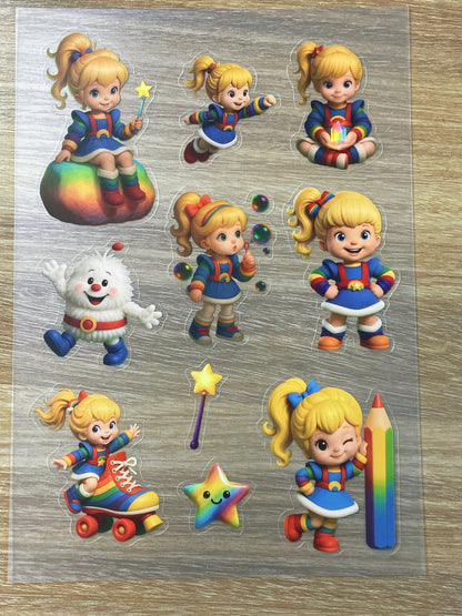 S32 Rainbow Brite  sticker pet precut A5 size 2 pieces
