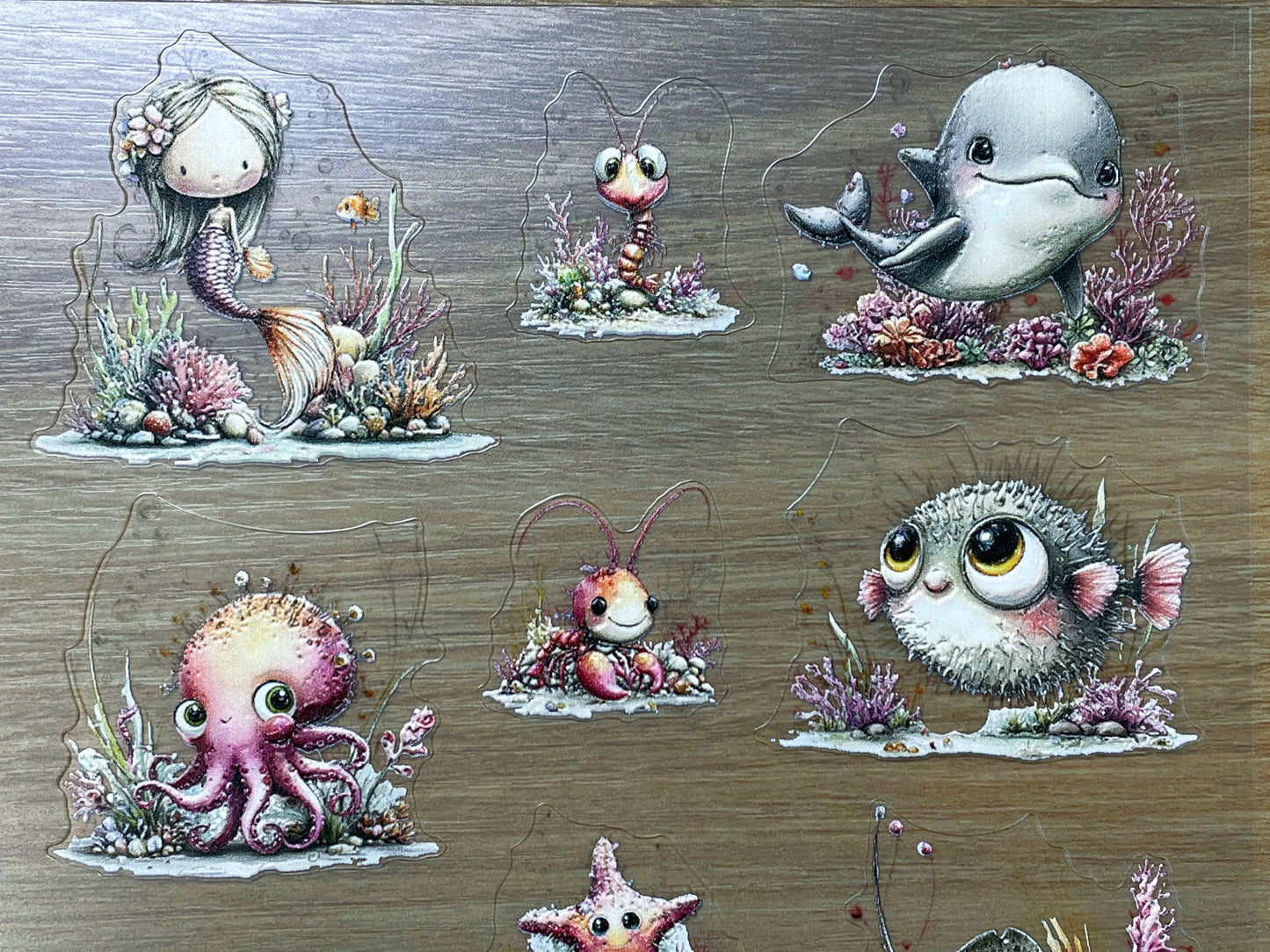 E-150 Cute Ocean Crew  3D Embossed sticker 1 piece