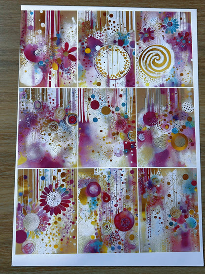 A-053  ATC background precut sticker  A4 size（1Pieces)