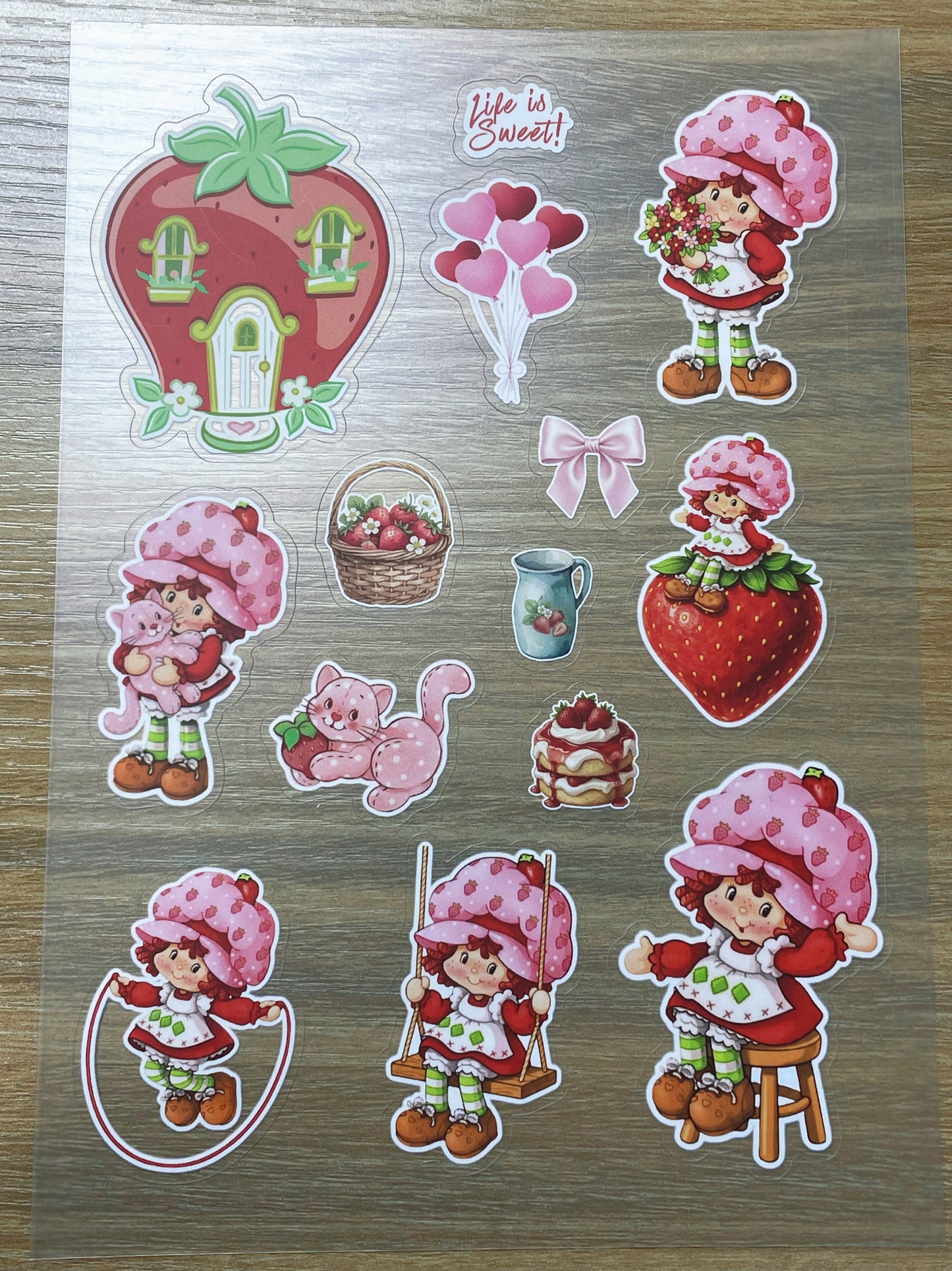 S115 Strawberry Shortcake sticker pet precut A5 size 2 pieces