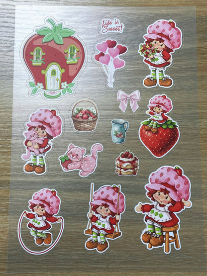 S115 Strawberry Shortcake sticker pet precut A5 size 2 pieces