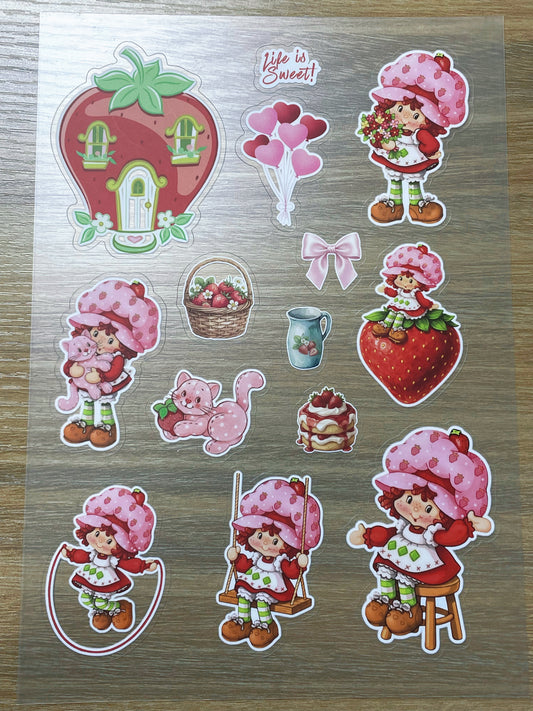 S115 Strawberry Shortcake sticker pet precut A5 size 2 pieces