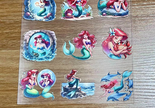 E-26 Mermaid Ariel 3Dembossed sticker one piece