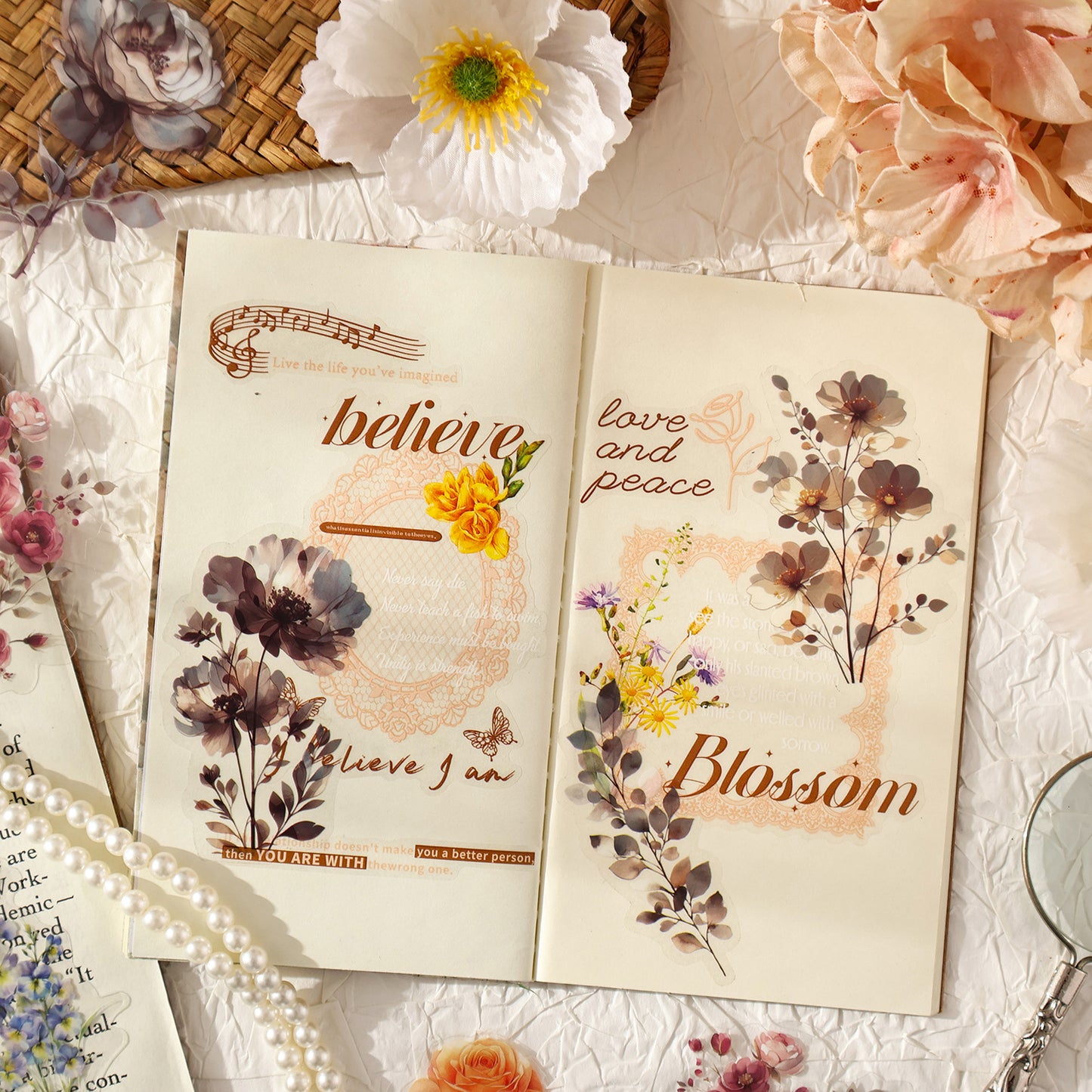 S-41 Flower Series Floral Journal Decoration Collage Material Base Stickers