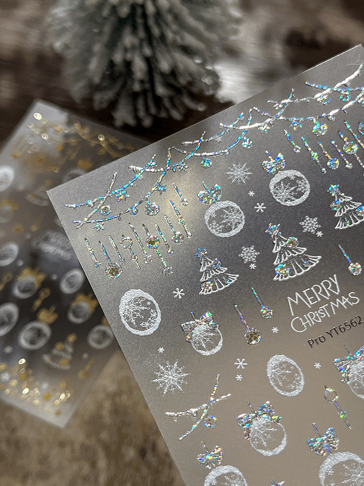 mini-8 Embossed Christmas Snowflake Ball Stickers