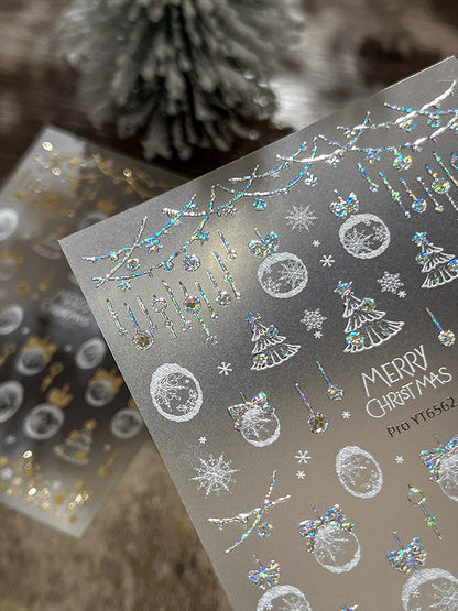 mini-8 Embossed Christmas Snowflake Ball Stickers