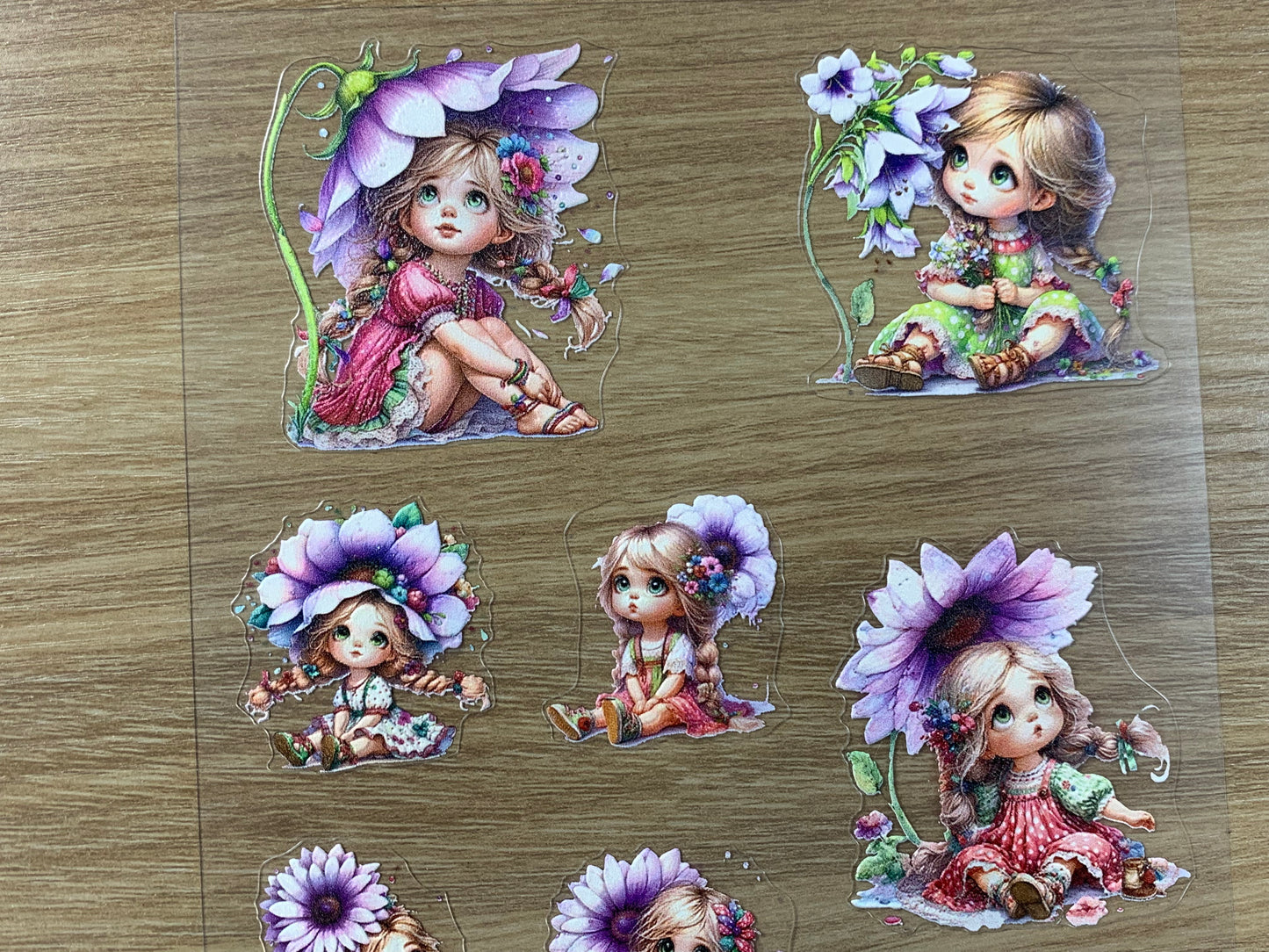 E-58 Flower Sprites 3D Embossed sticker 1 piece