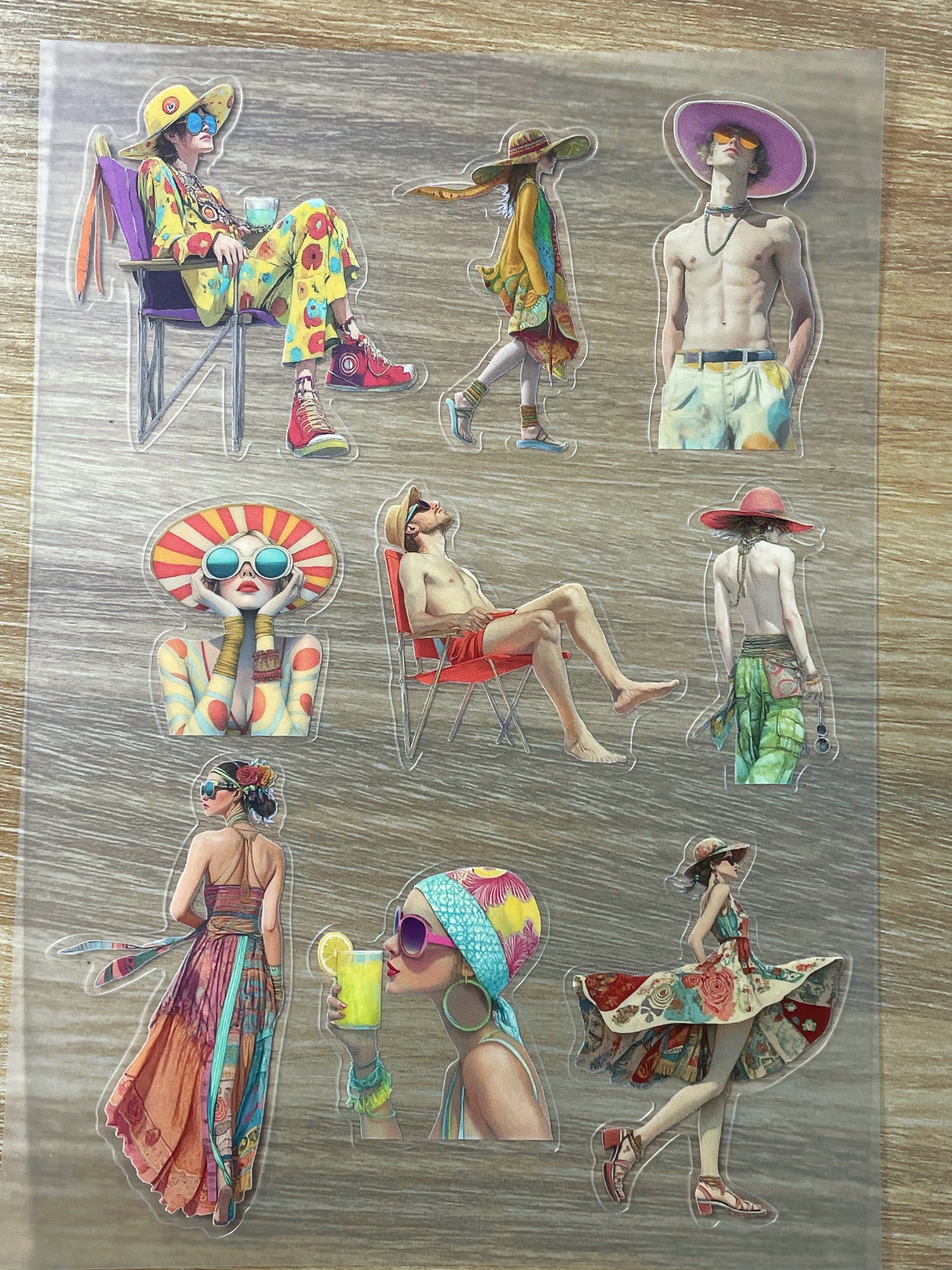 S33 Vintage Fashion Postcards  sticker pet precut A5 size 7 pieces