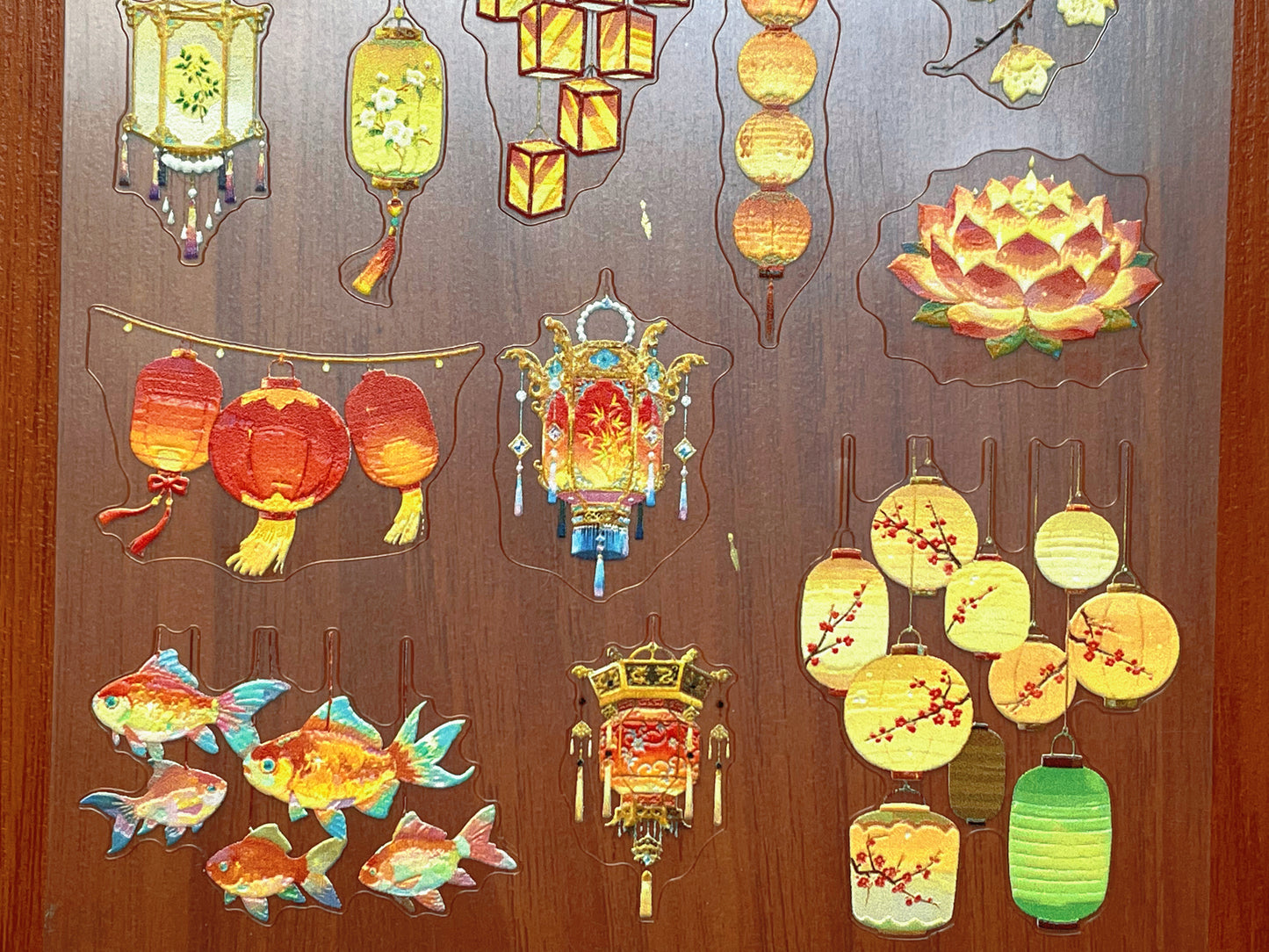 E-135 Oriental-Lantern Glow 3D Embossed sticker 1 piece