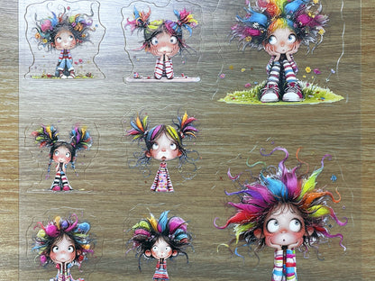 E-110 Color Hair Flower Child 3D Embossed sticker 1 piece