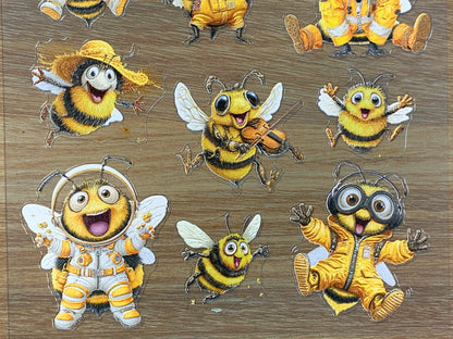 E-100 Astronaut Nectar Bee 3D Embossed sticker 1 piece