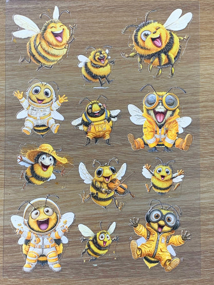 E-100 Astronaut Nectar Bee 3D Embossed sticker 1 piece