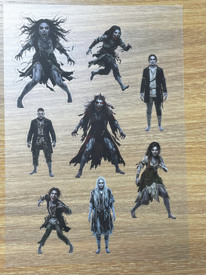 S62 Undead Zombie  sticker pet precut A5 size 3 pieces
