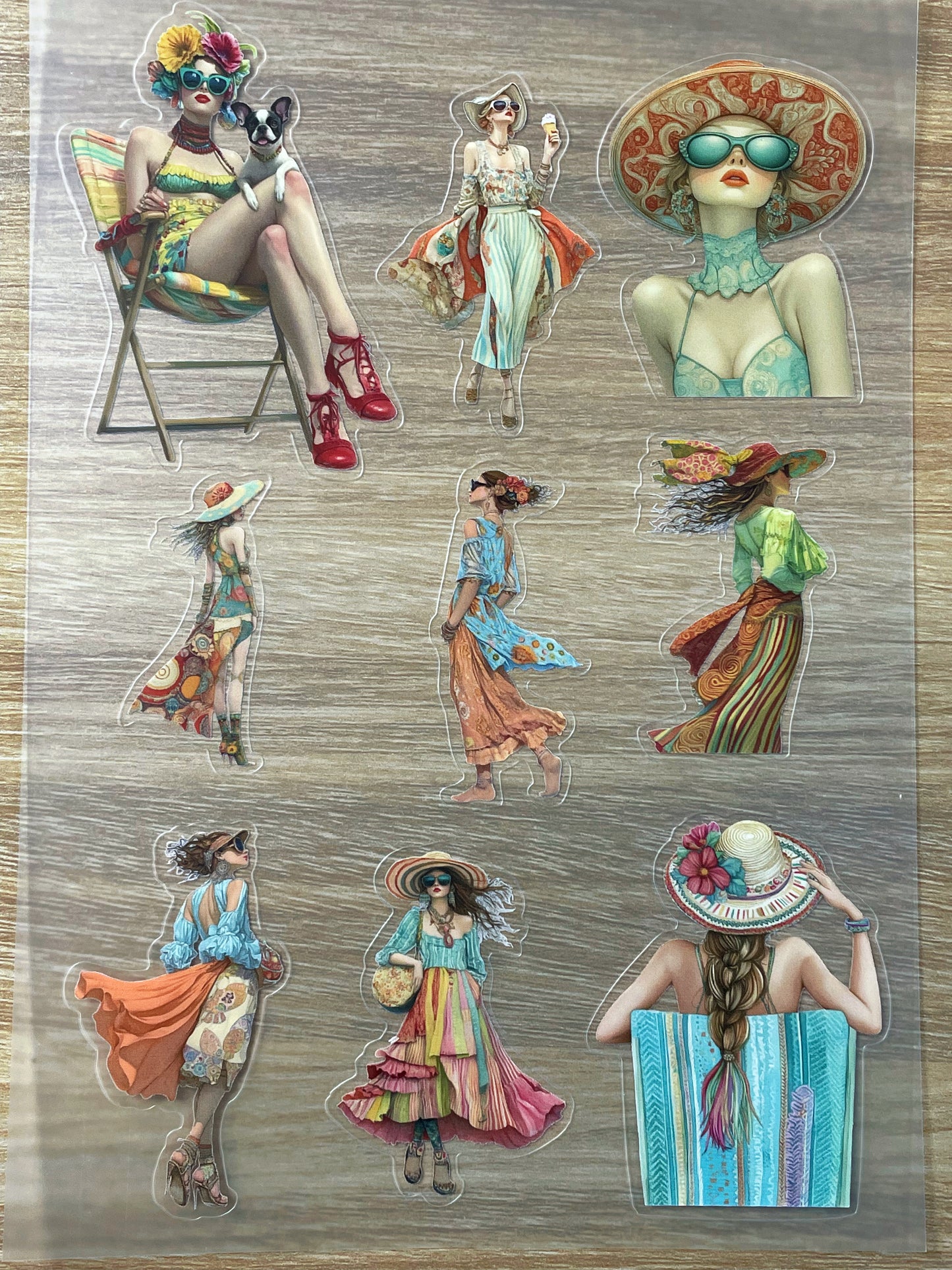 S33 Vintage Fashion Postcards  sticker pet precut A5 size 7 pieces