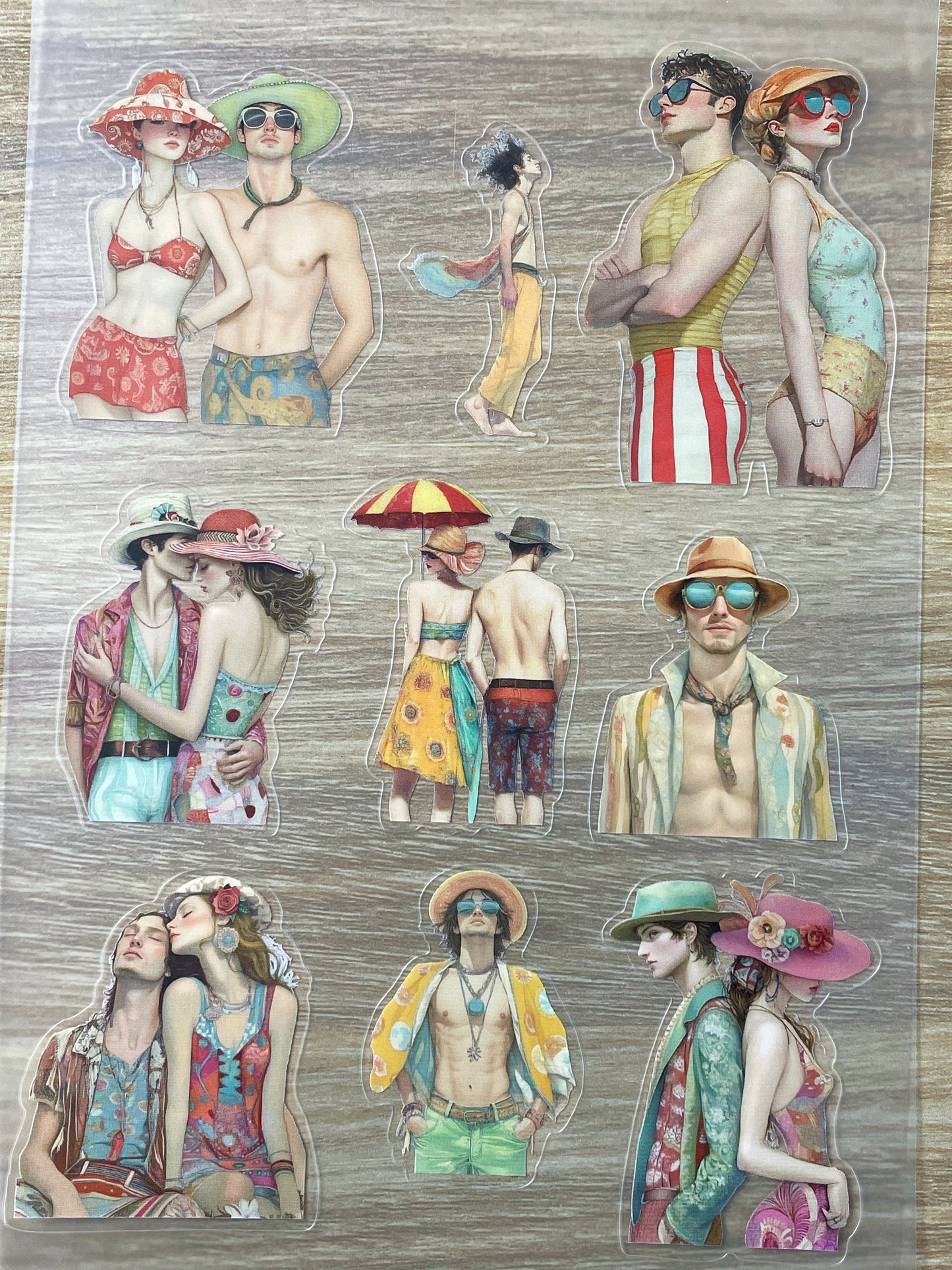 S33 Vintage Fashion Postcards  sticker pet precut A5 size 7 pieces