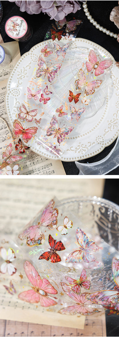 S-28 Ancient Forest PET Adhesive Tape Ice Crystal Butterfly Series 4Style