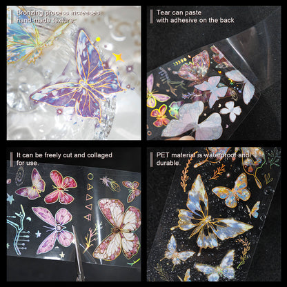 S-28 Ancient Forest PET Adhesive Tape Ice Crystal Butterfly Series 4Style