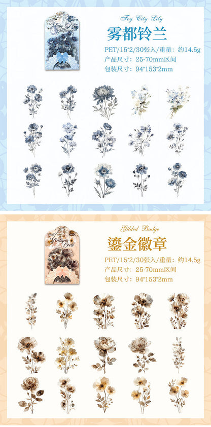 S-41 Flower Series Floral Journal Decoration Collage Material Base Stickers