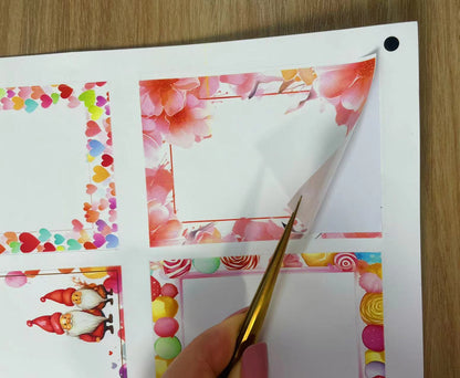 A-7 Valentine ATC background precut sticker  A4 size（2Pieces)