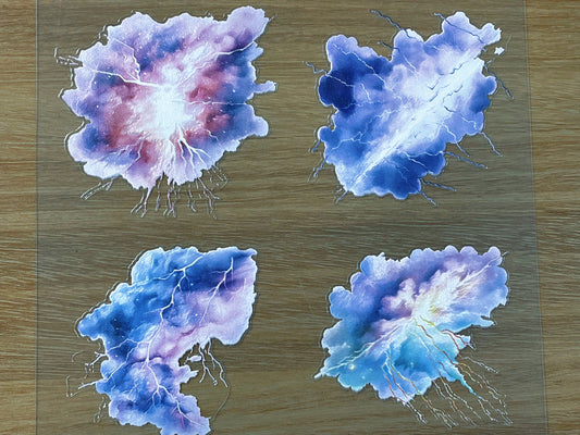 E-72 Purple Lighting Nebula 3D Embossed sticker 1 piece