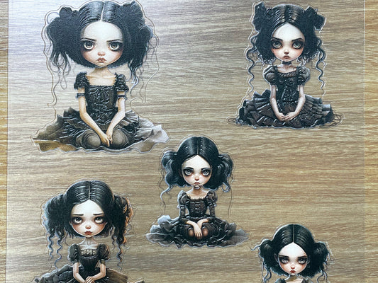 E-151 Gothic Doll Girls 3D Embossed sticker 1 piece