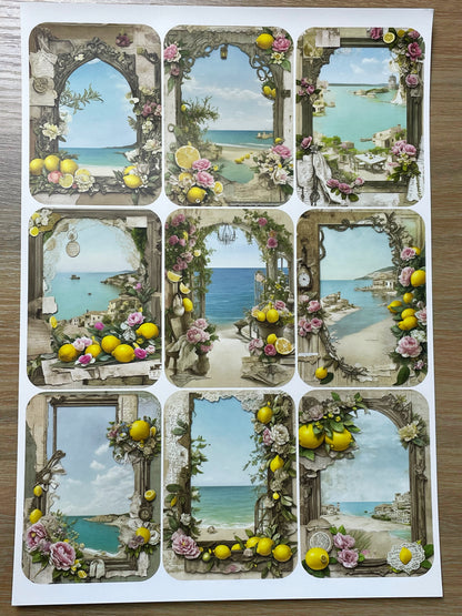 A-126  ATC background precut sticker  A4 size（1Piece)