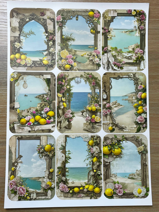 A-126  ATC background precut sticker  A4 size（1Piece)