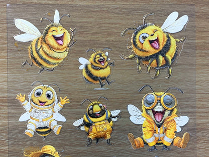 E-100 Astronaut Nectar Bee 3D Embossed sticker 1 piece