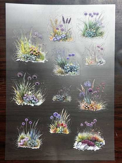 S-184 Wildflower Grass sticker pet precut A5 size 2 pieces