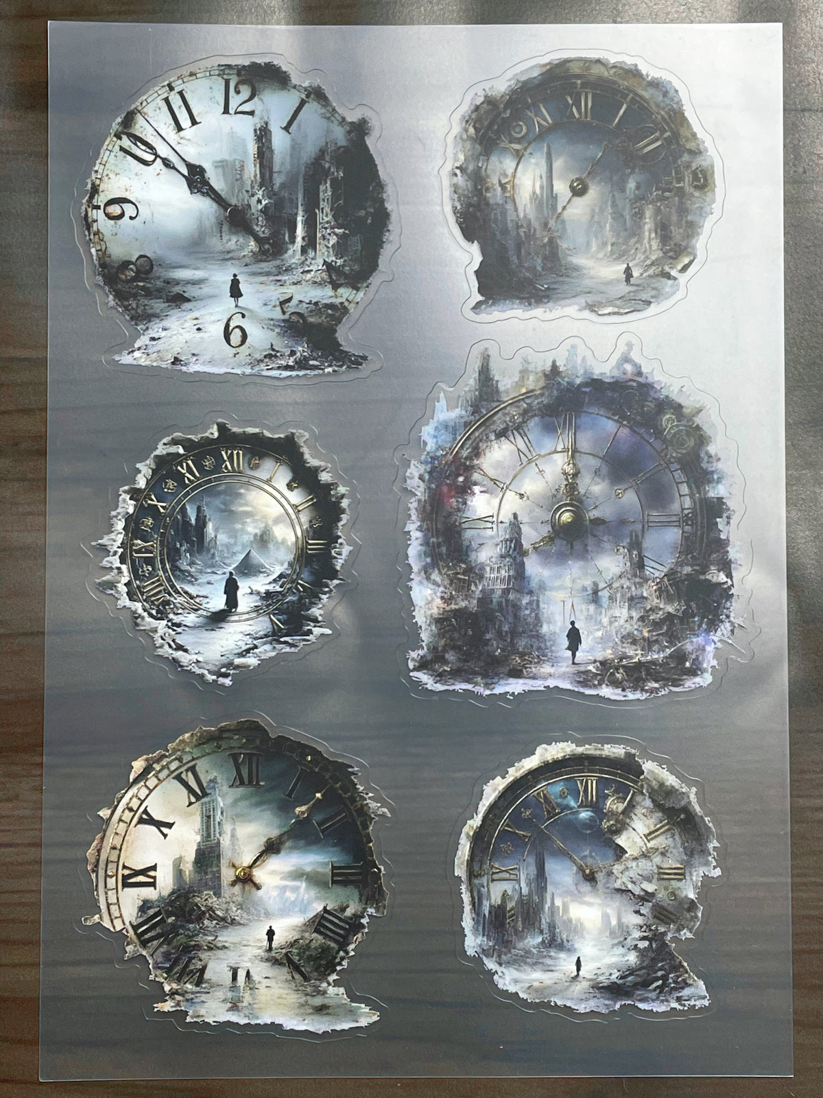 S-130 Time Portal Clocks sticker pet precut A5 size 3 pieces